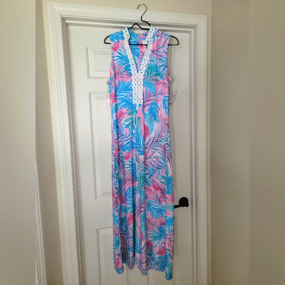 🩷 NWT Pappagallo Tropical Maxi Dress - 14